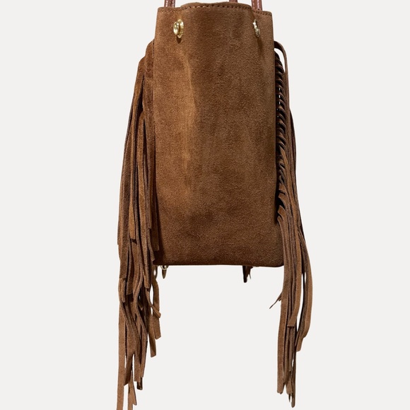 Italian Leather Fringe Tote — Camel | Shoulder Bag - Picture 4 of 7